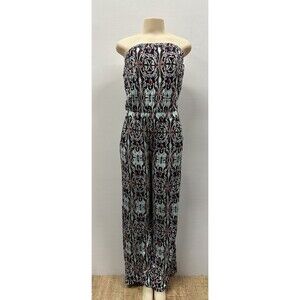 LIquid New York  women size S multi color geometric print sleeveless jumpsuit